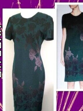 ST. JOHN Metallic Knit Dress Emerald Multi Size 8